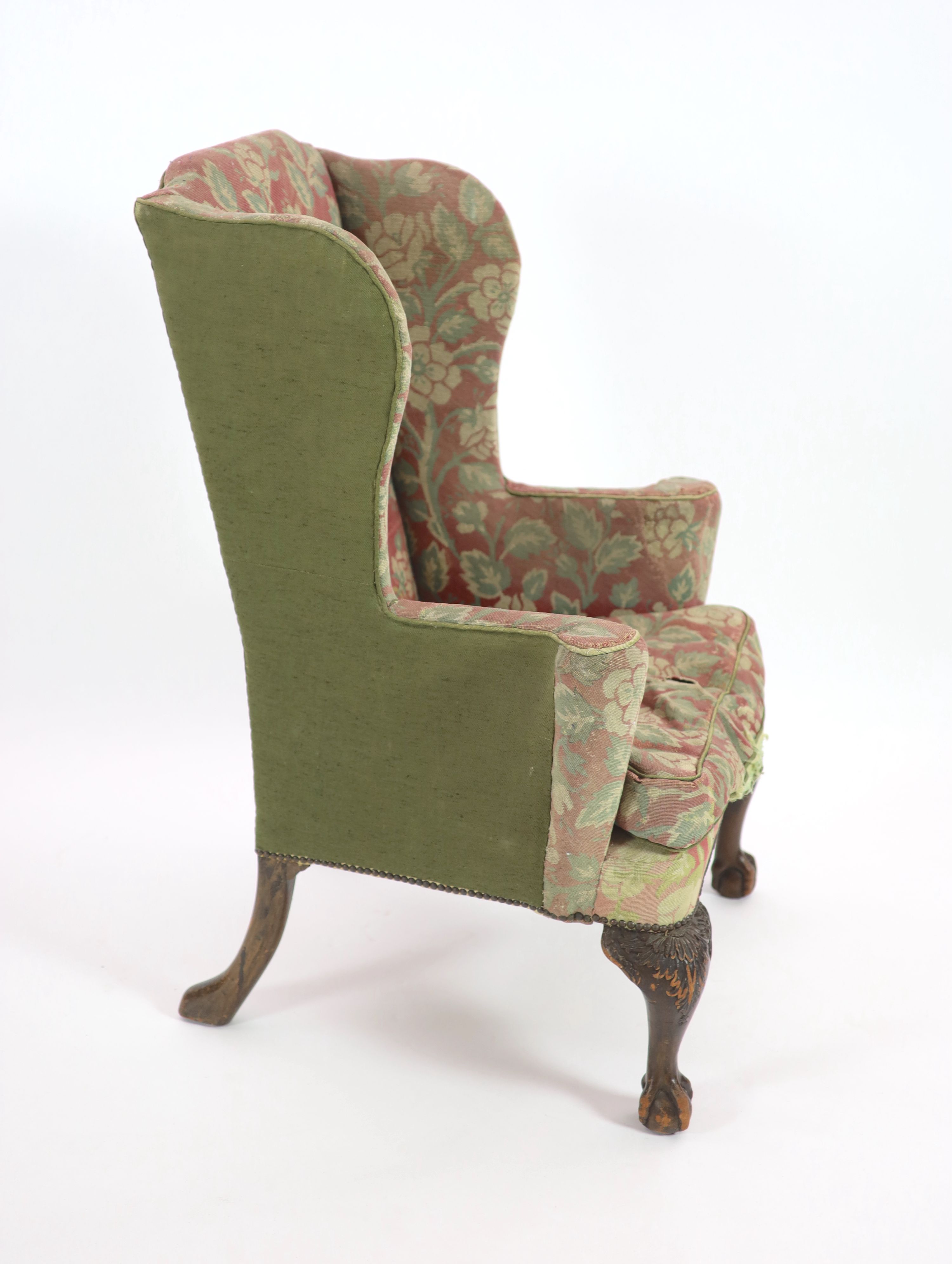 A George III Irish mahogany wing armchair, W.85cm D.78cm H.121cm